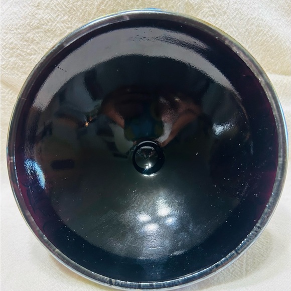 Vintage Fenton Black carnival glass paneled amethyst daisy candy dish. Mint - Picture 10 of 11